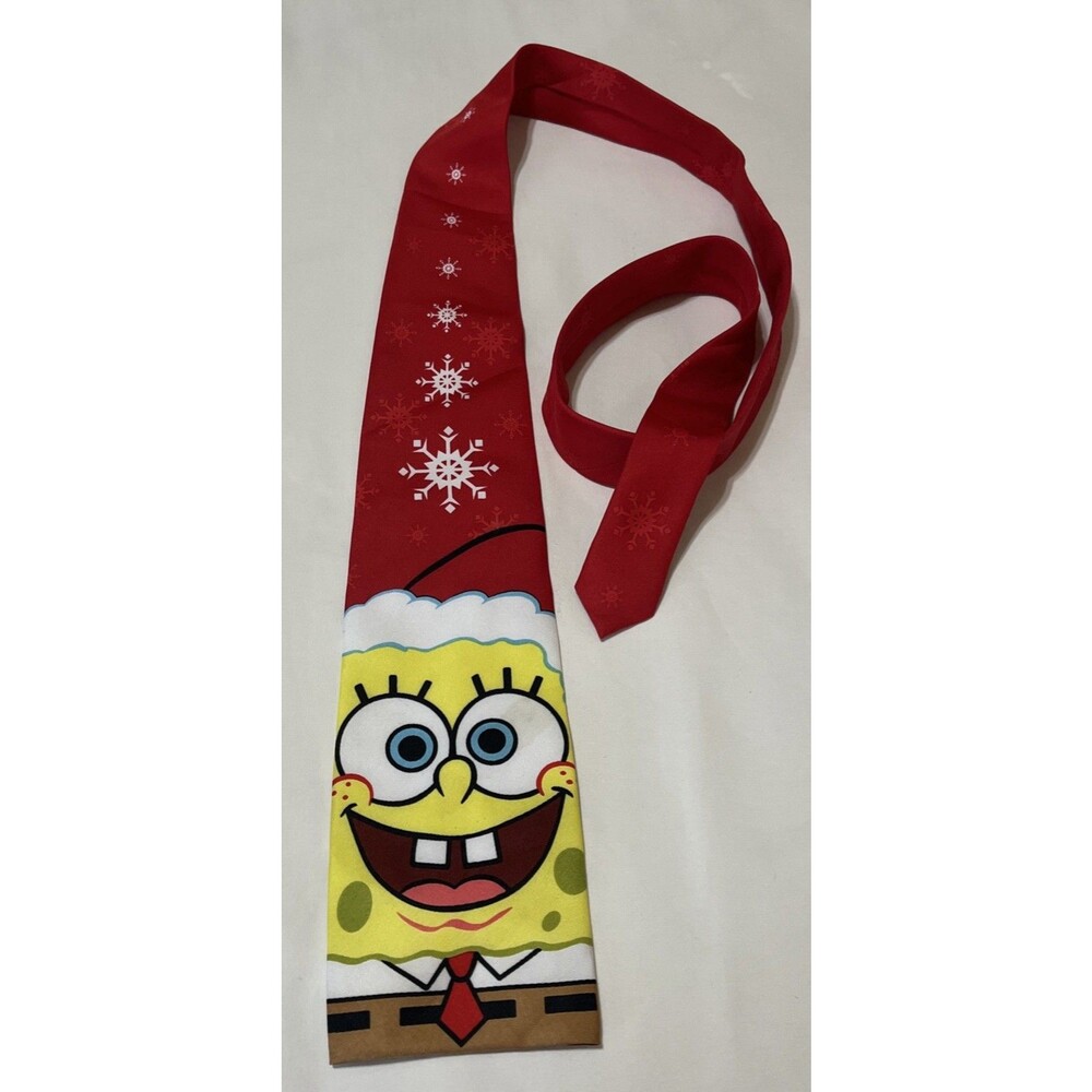 VTG NICKELODEON SPONGEBOB SQUAREPANTS CHRISTMAS Square Tie Necktie 2004 Viacom